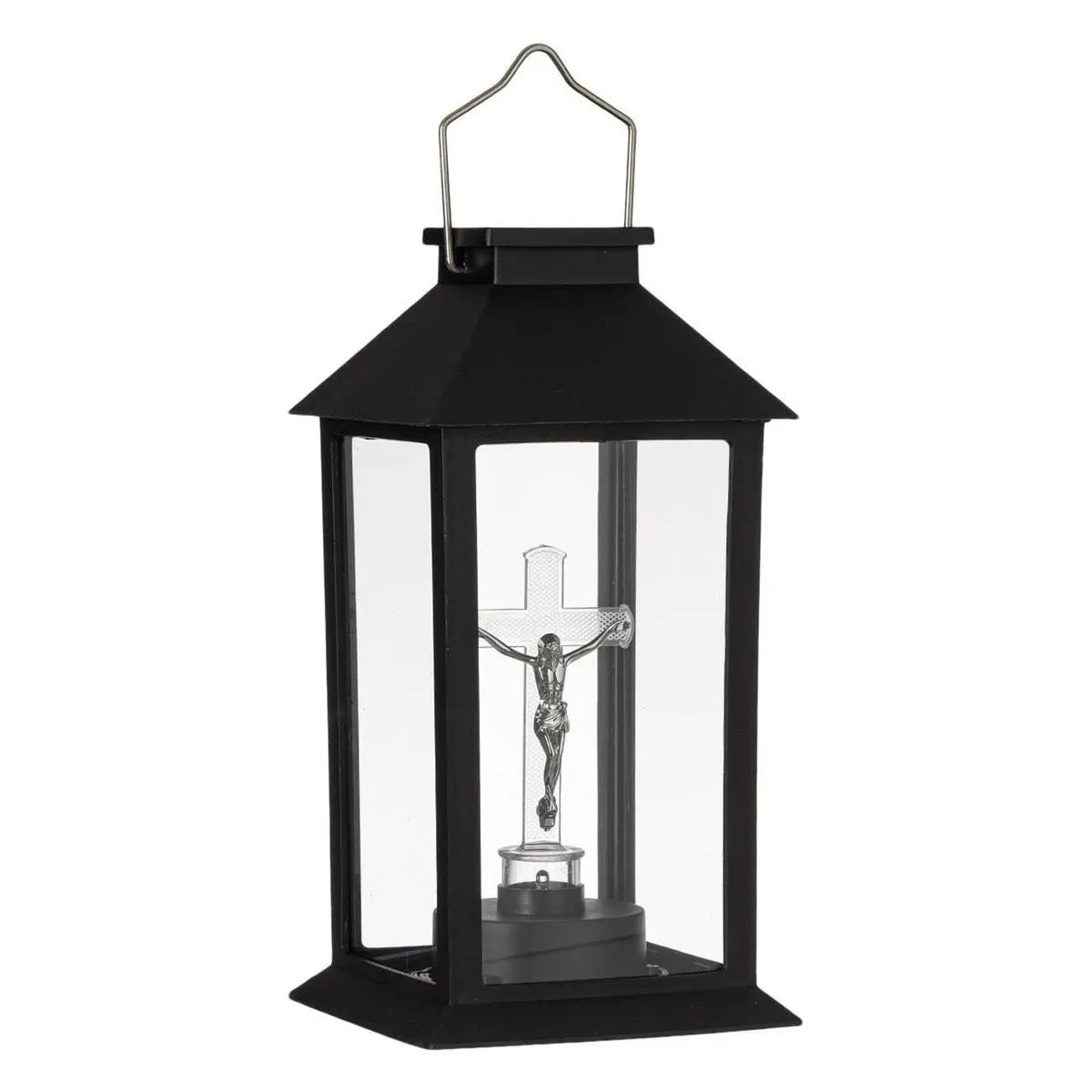 Solárny LED lampáš s krížom     14x14x28cm